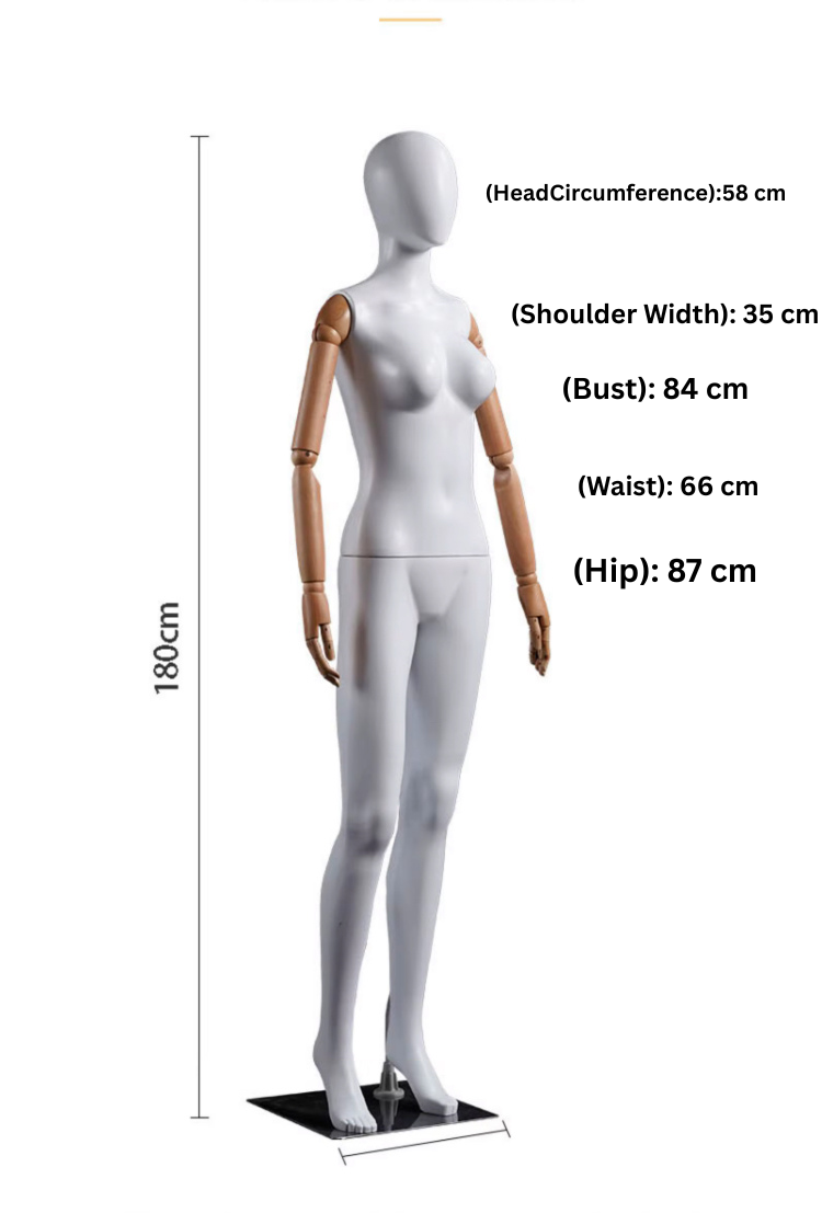Premium Female Mannequin – Full Body Poseable Display with Metal Base