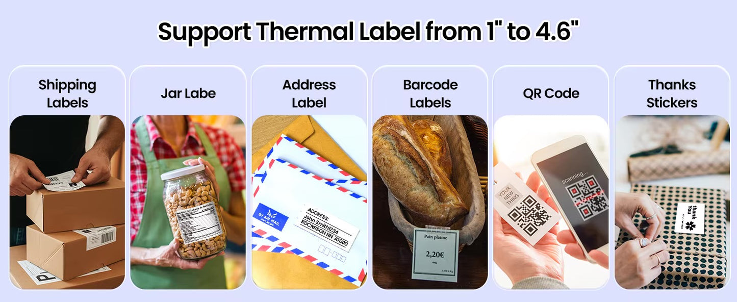Wireless Thermal Label Printer – Bluetooth & USB Desktop Shipping Printer