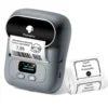 Label printer with labels on a white background