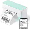 Barcode label on a white background with a smartphone scanning it.