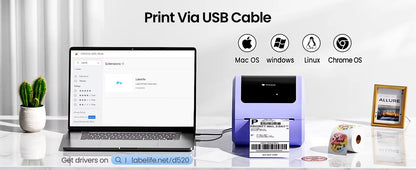 Wireless Thermal Label Printer – Bluetooth & USB Desktop Shipping Printer