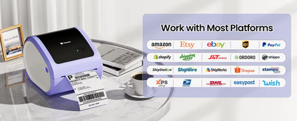 Wireless Thermal Label Printer – Bluetooth & USB Desktop Shipping Printer