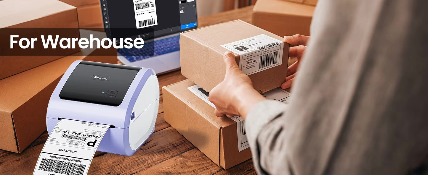 Wireless Thermal Label Printer – Bluetooth & USB Desktop Shipping Printer