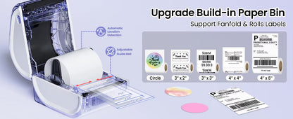 Wireless Thermal Label Printer – Bluetooth & USB Desktop Shipping Printer