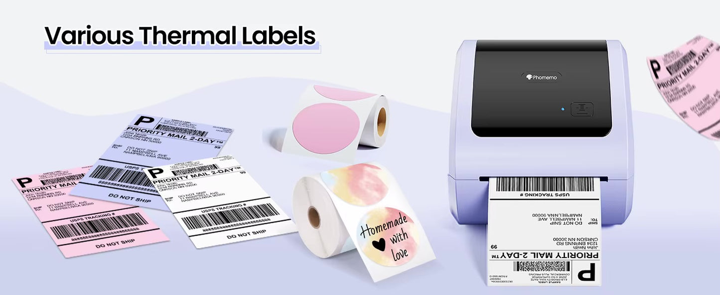 Wireless Thermal Label Printer – Bluetooth & USB Desktop Shipping Printer