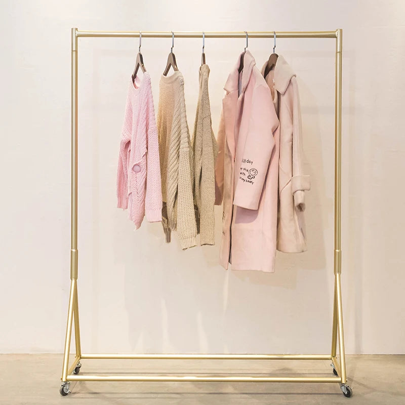 Heavy-Duty Clothing Rack – Boutique Display Stand with Wheels