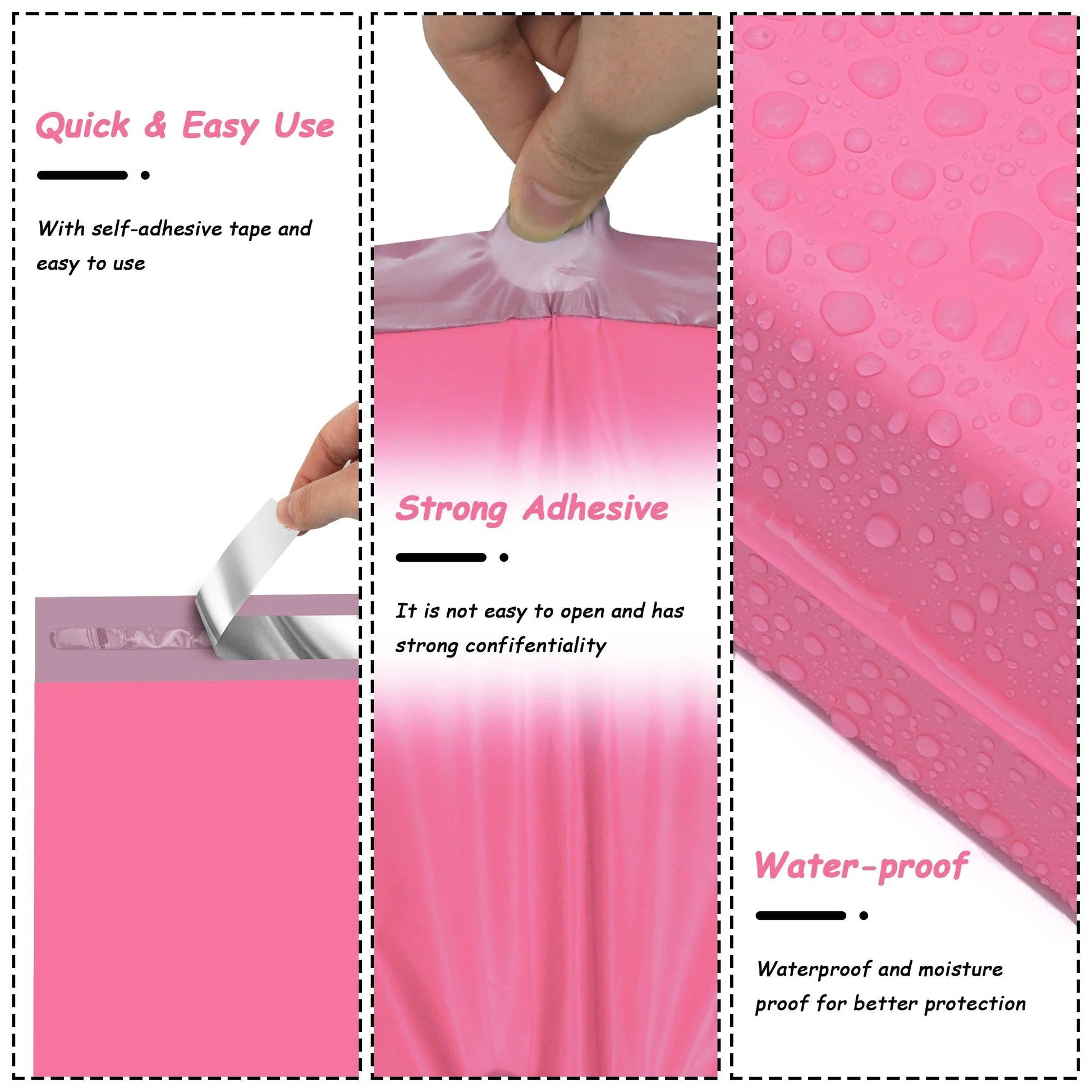 Pink poly mailers for clothing – 10x13 waterproof, tear-resistant self-sealing shipping bags for boutiques and ecommerce brands