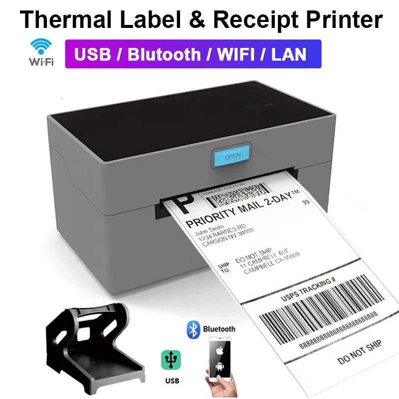 Wireless 4x6 thermal label printer with USB WiFi and Bluetooth – shipping printer for small ecommerce businesses
