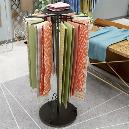 Gold Rotating Fabric Display Rack – Scarf & Clothing Stand for Boutiques & Homes