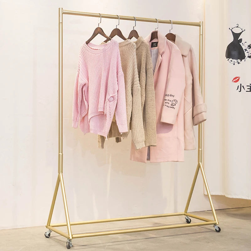 Heavy-Duty Clothing Rack – Boutique Display Stand with Wheels