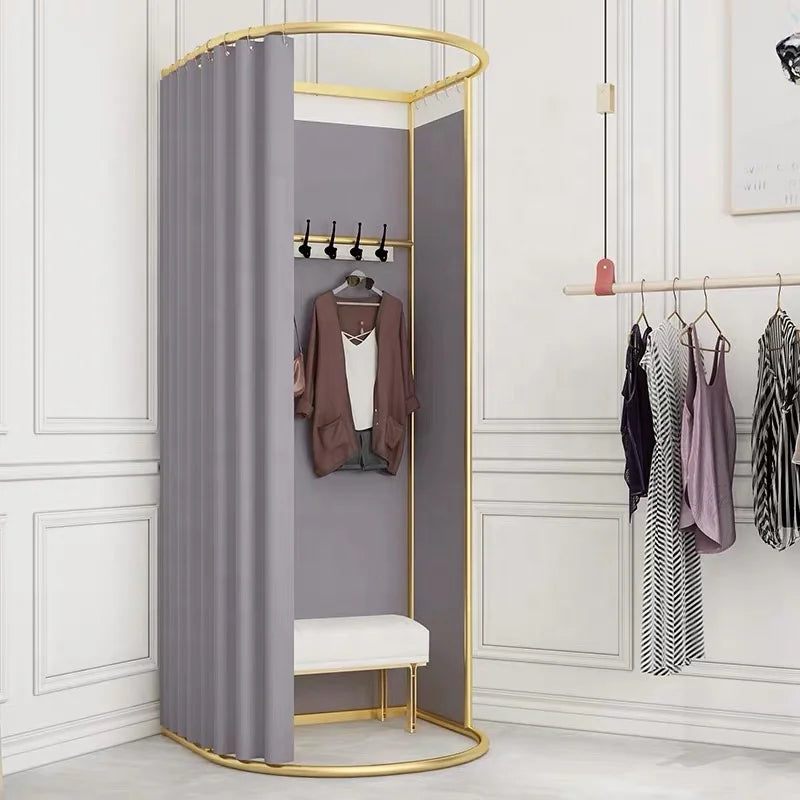 Portable Folding Fitting Room with Curtain – Privacy Booth for Clothing Stores
