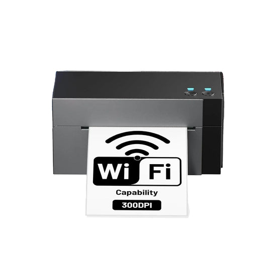 Printer with a WiFi capability label on a white background